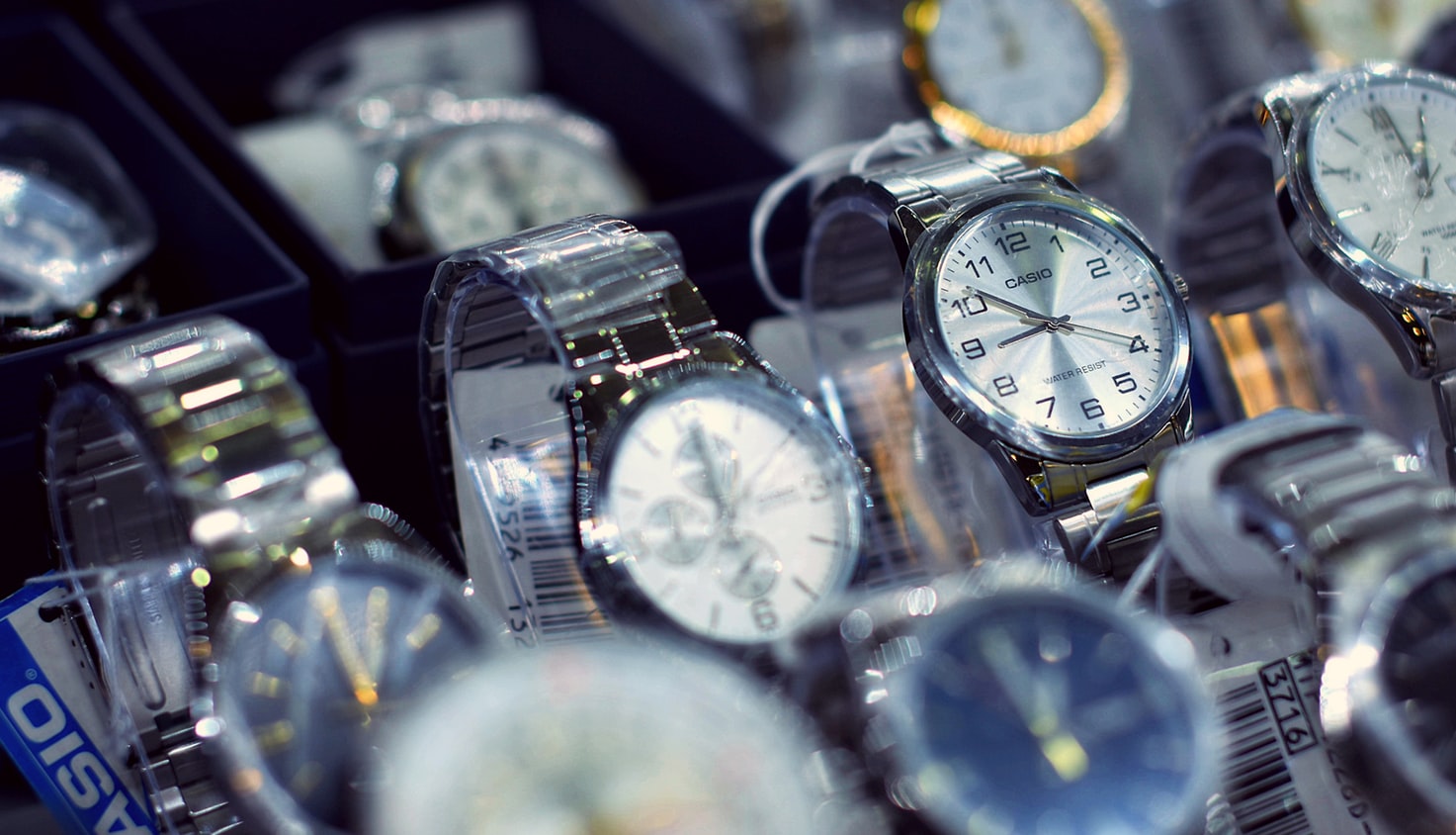 Close up on multiple watches