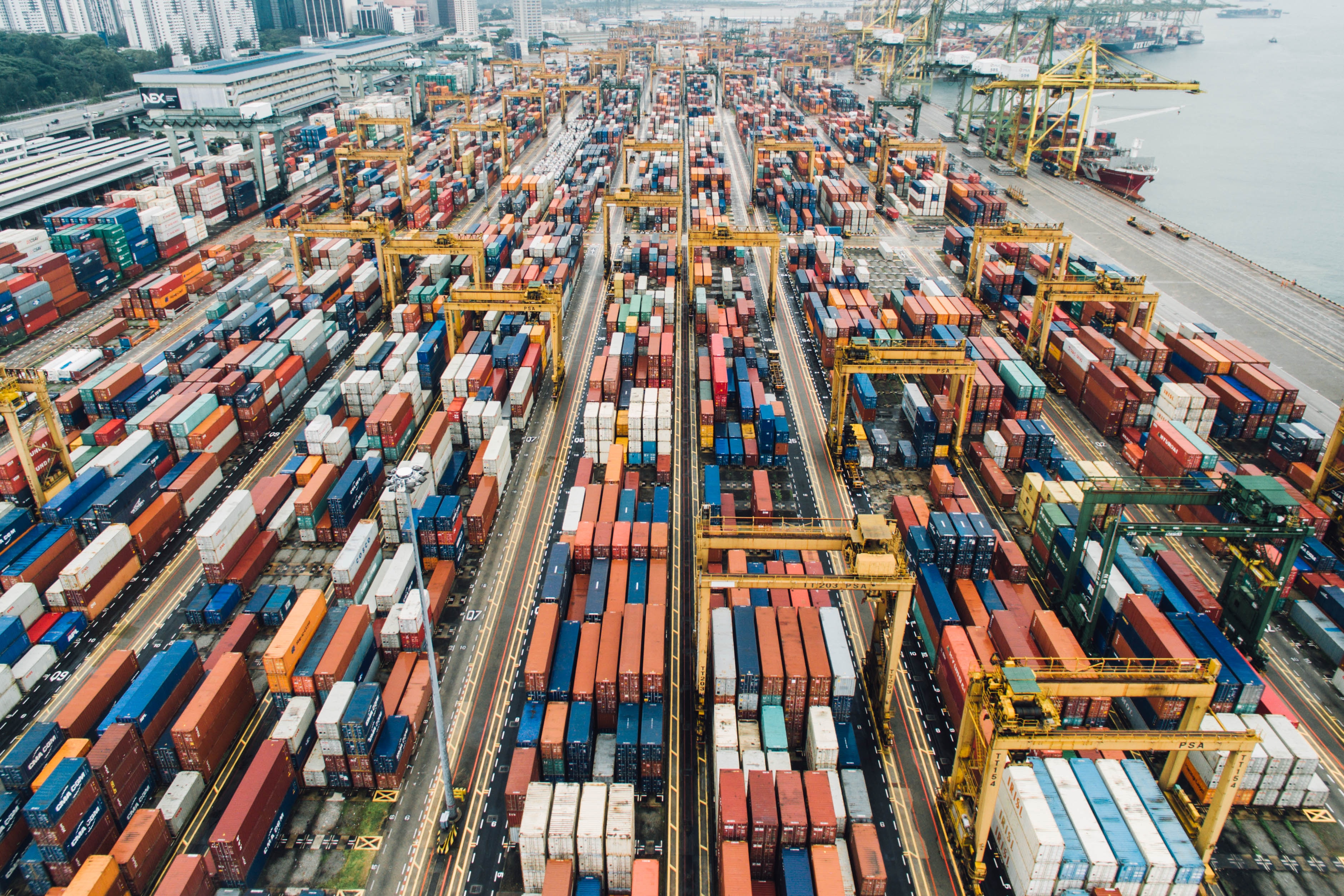 Shipping Containers from Birds Eye in the Day