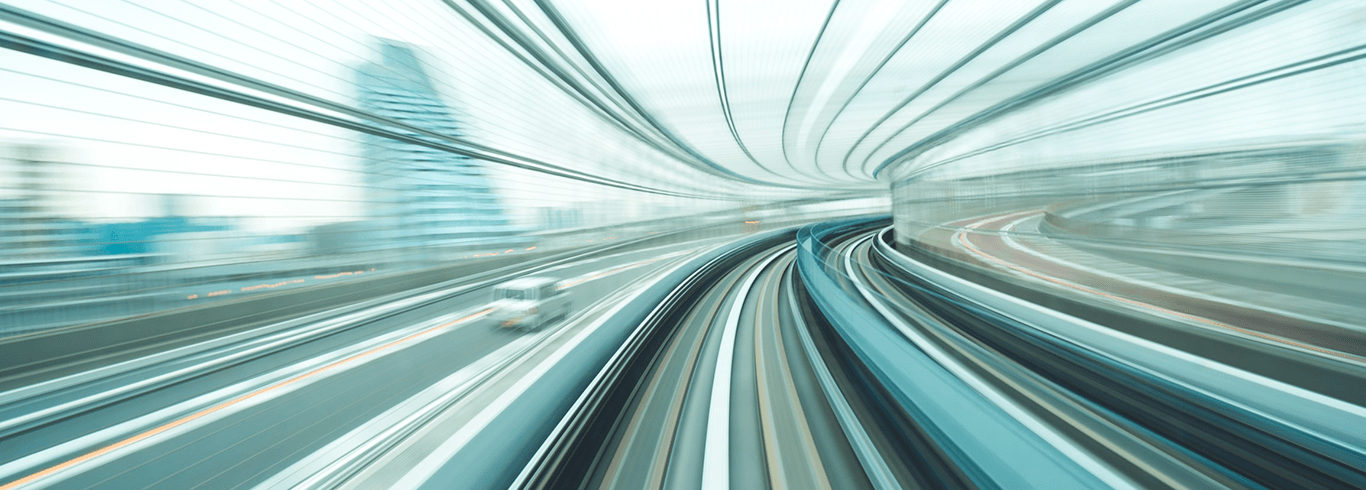 A forward look at a road with motion blur