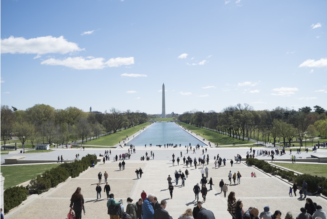 Tourists at the Washington Monument
