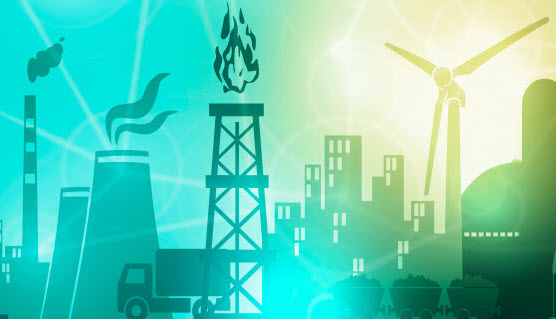 icons for oil, gas, wind, coal energy sources