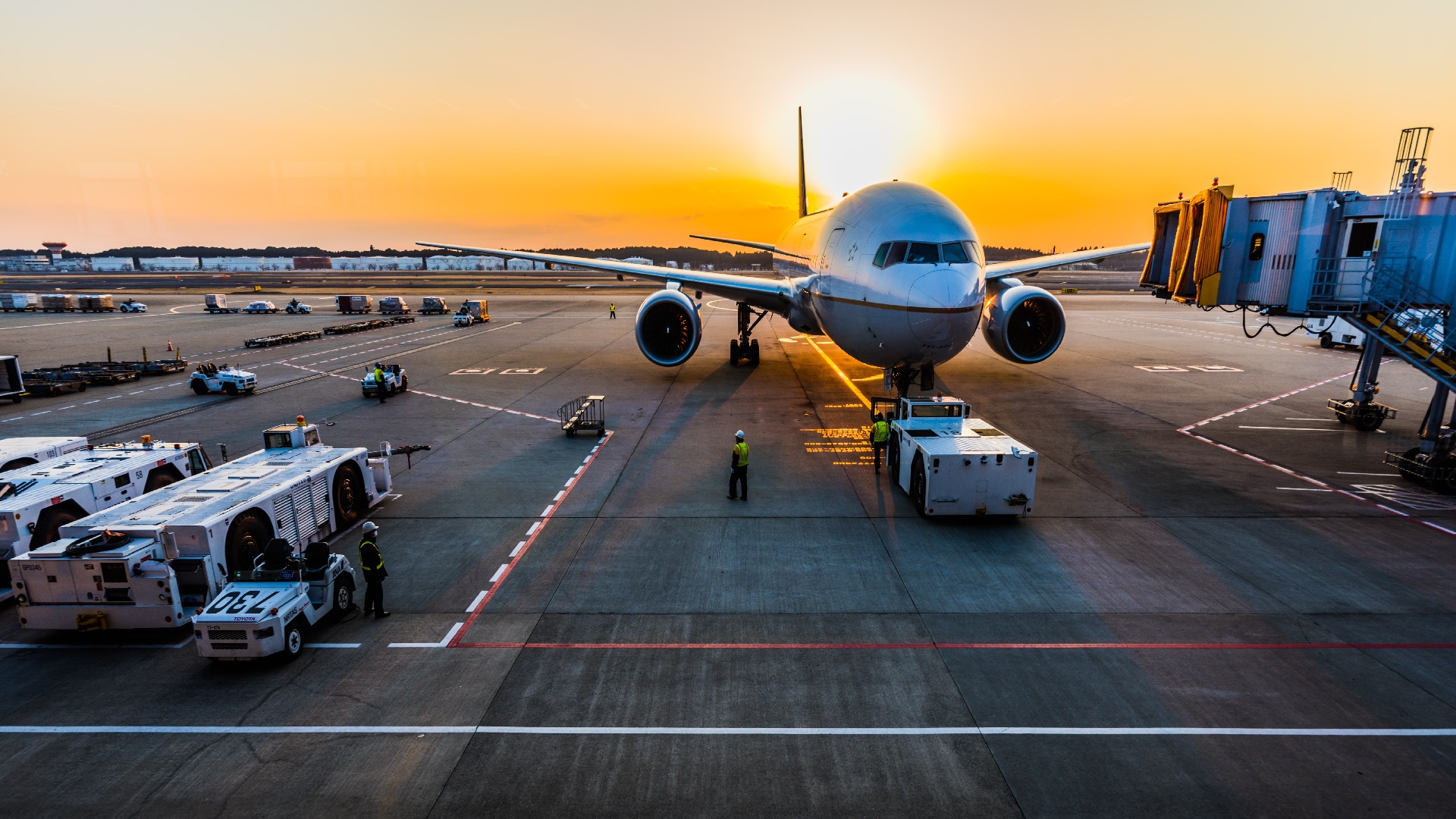 Front view of plane at airport