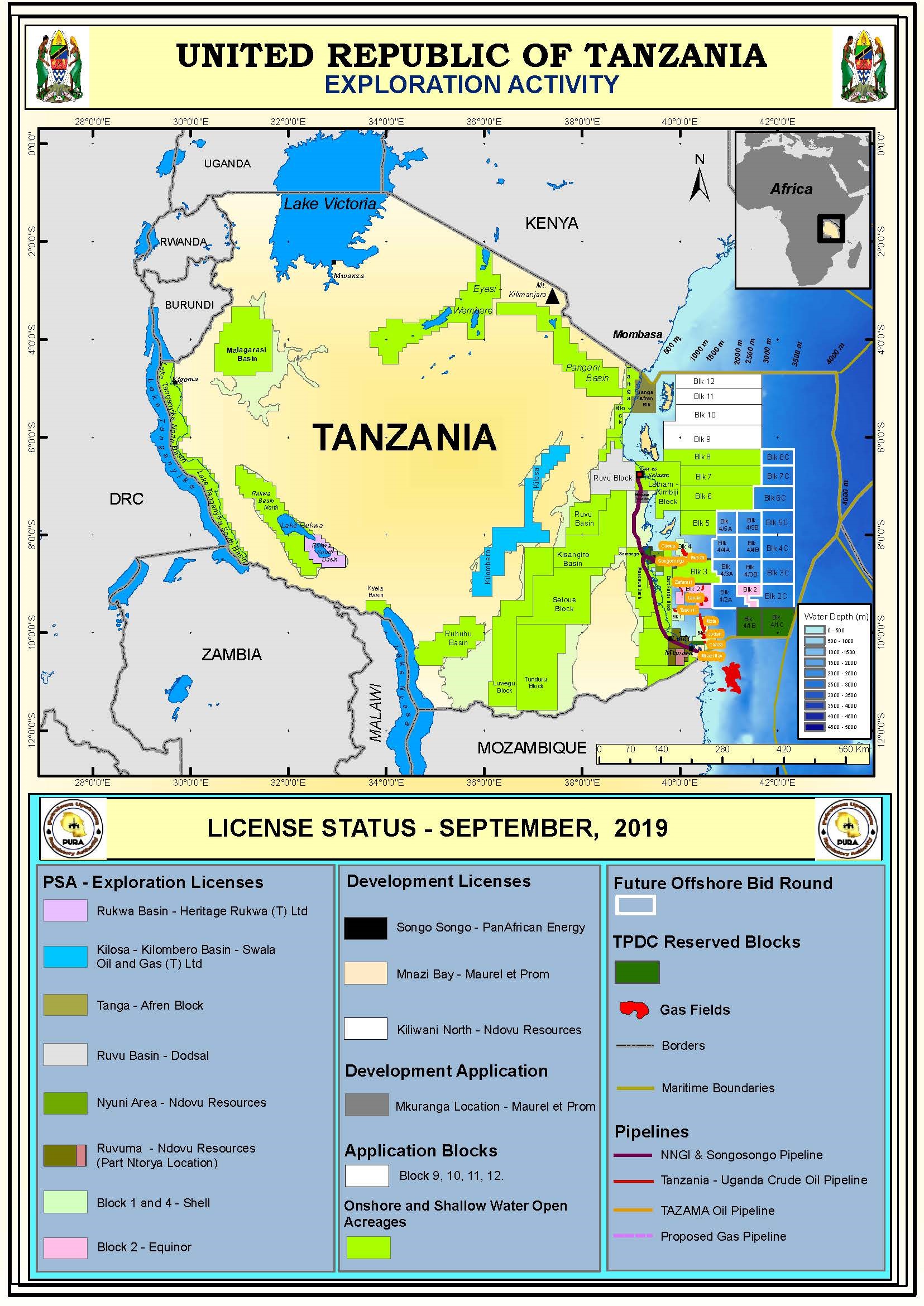 Tanzania Oil and Gas Exploration Activity Map