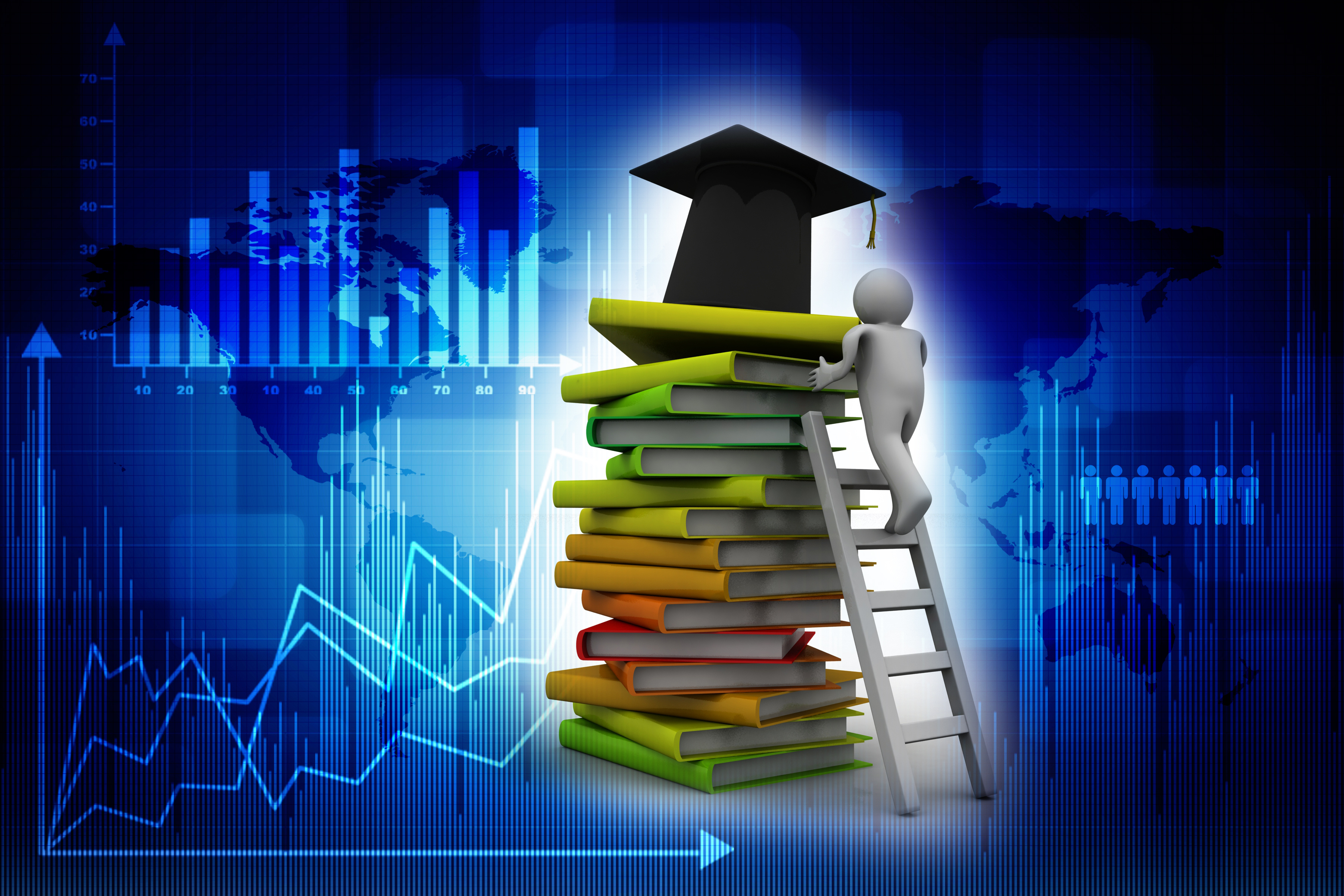 Books Ladder Cap with Charts_Education Themed