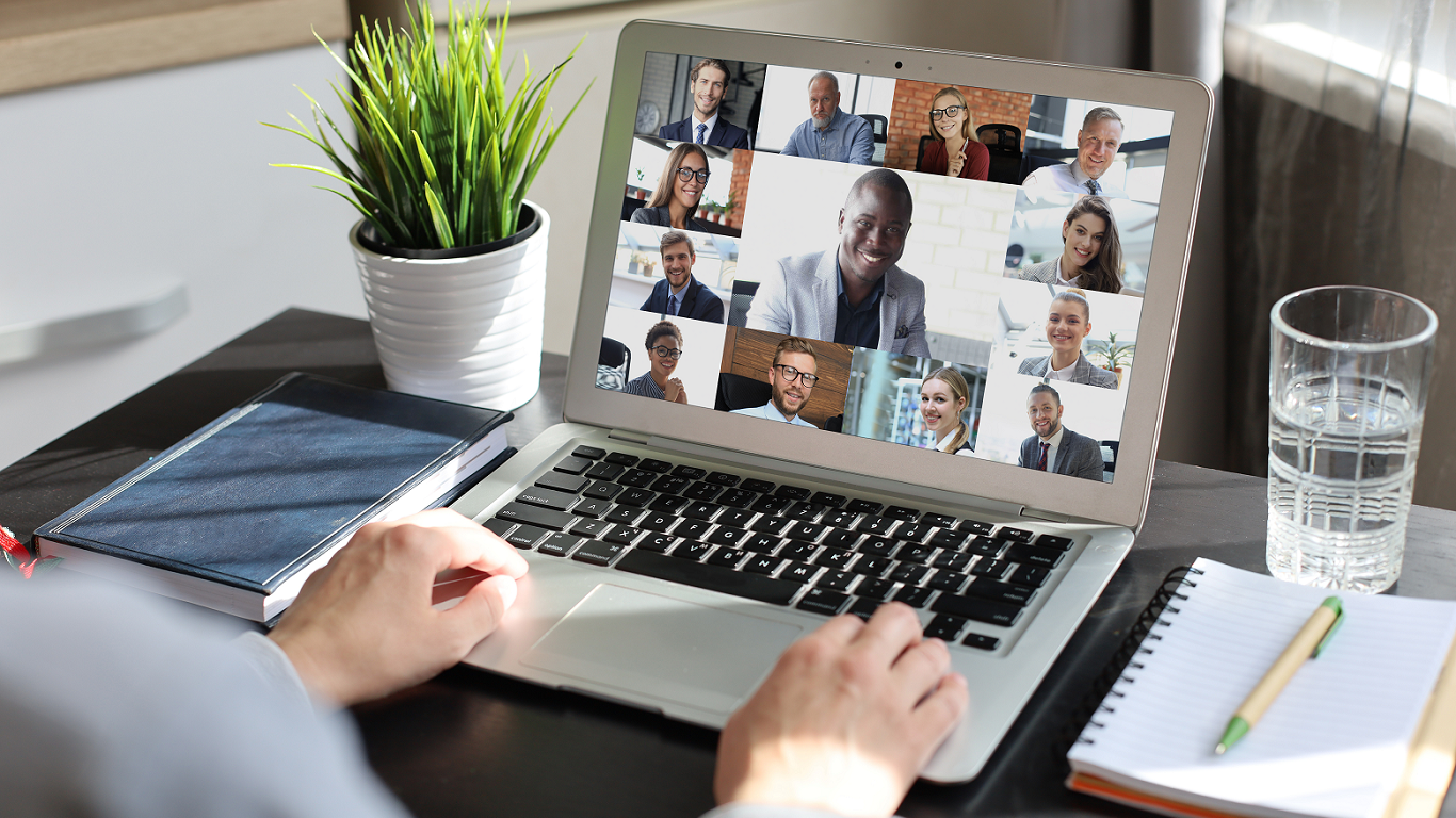 Person at Computer in Virtual Meeting