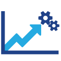 chart showing upward growth towards gears representing industry