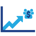 bar chart with dollar symbol and person