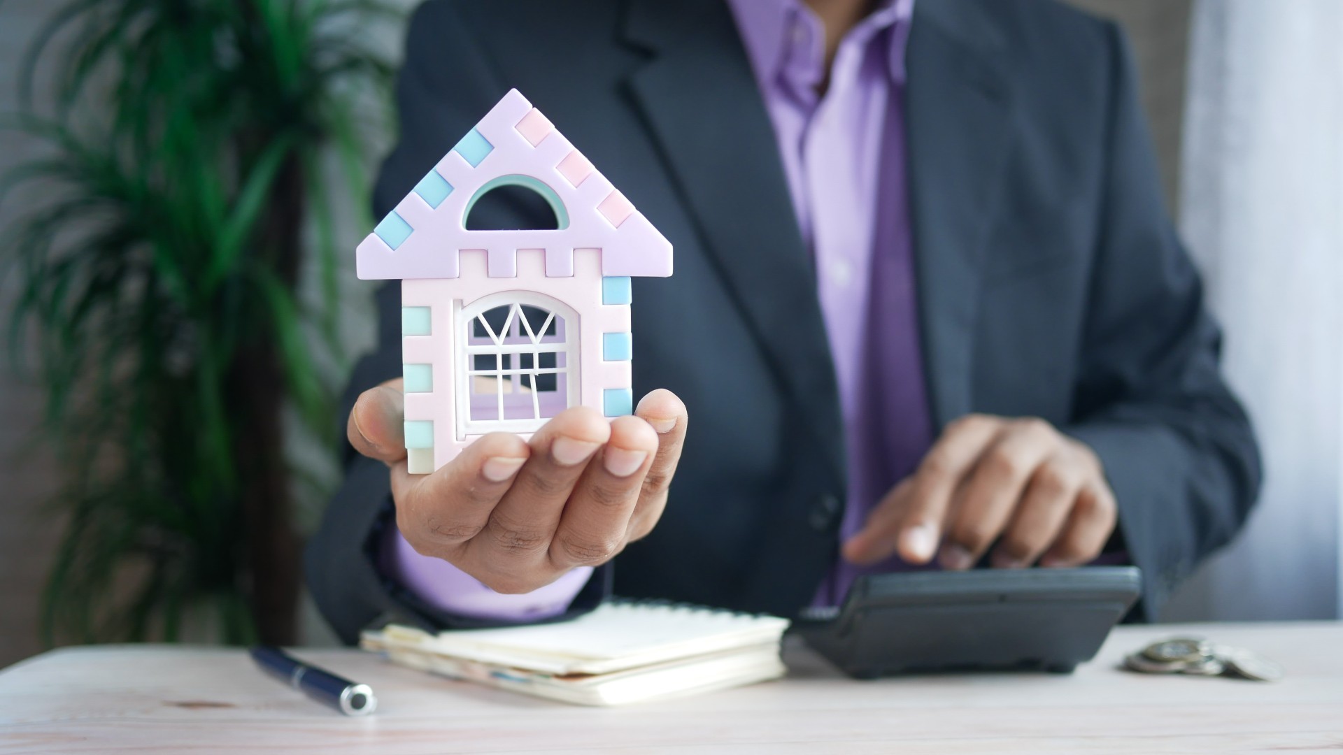 person holding a house in his hand