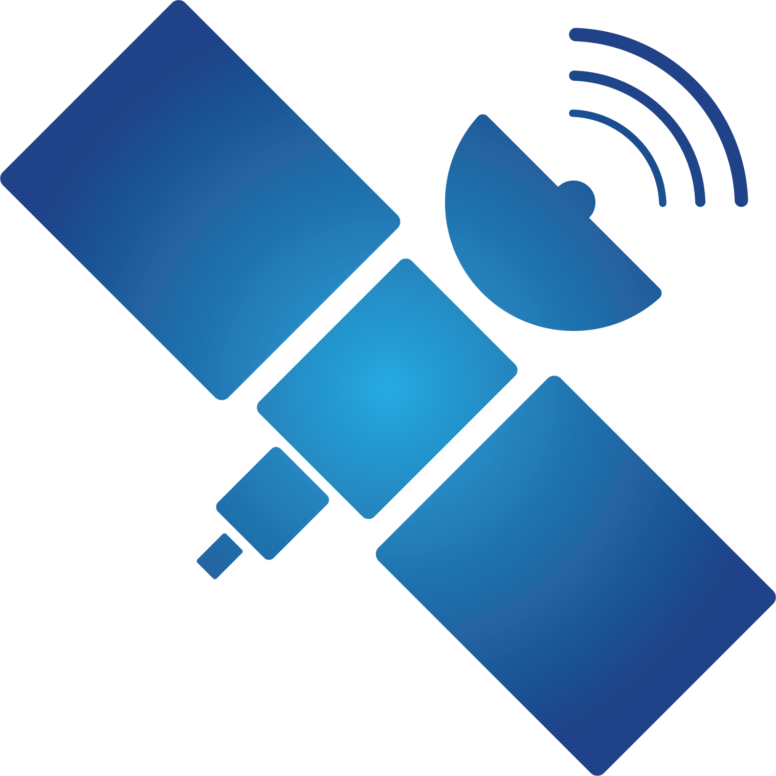 Icon of a satellite giving off signal.