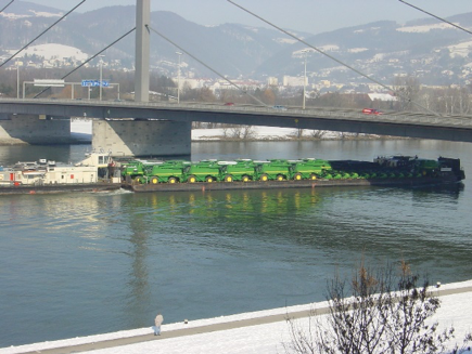 John Deere combines being shipped overseas