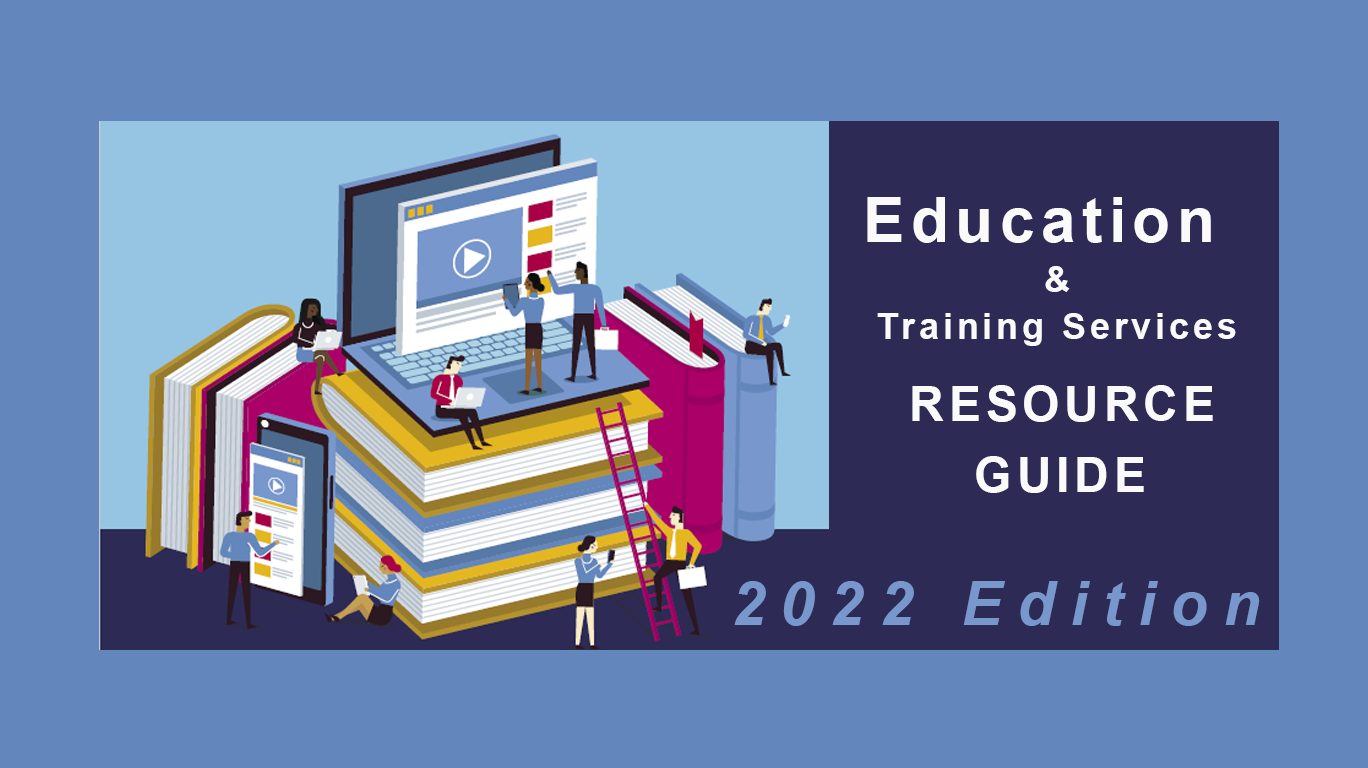 Education themed icons next to text for Education and Training Services Resource Guide