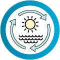 icon with graphic of sun and water