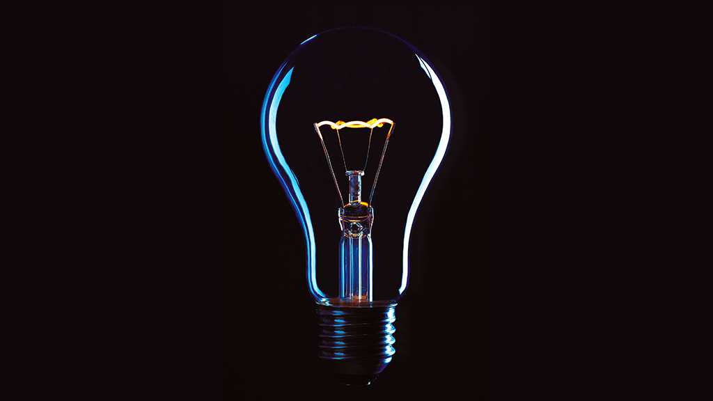 lightbulb with black background