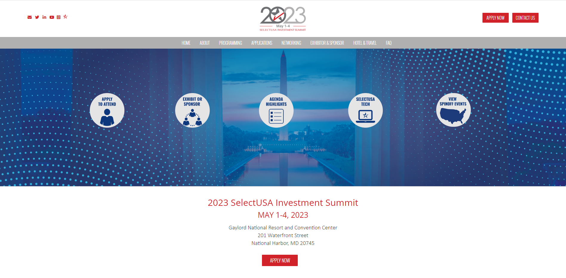 Screenshot of the home page of the Investment Summit website.