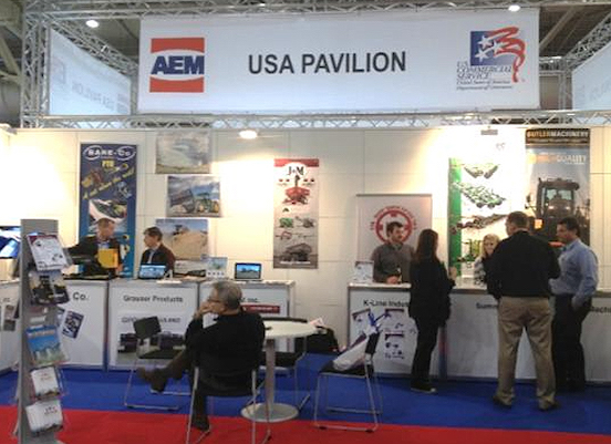 Conference floor with the USA Pavilion booth