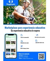 Camping person and text