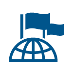 Image of a half globe with two flags