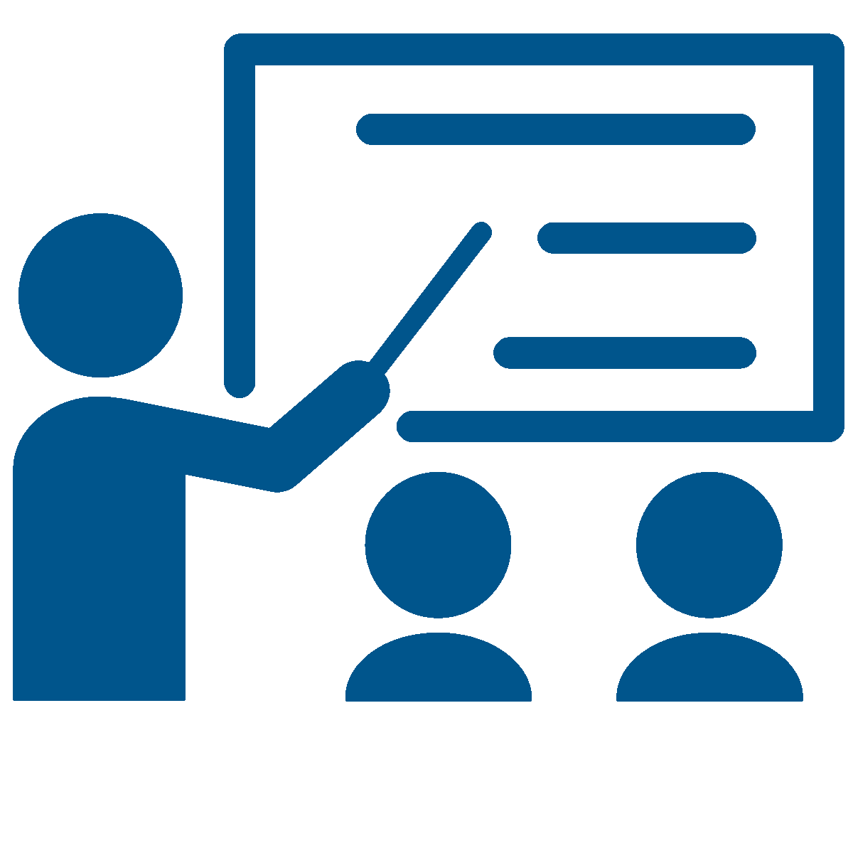 image of teacher pointing at a board and two students