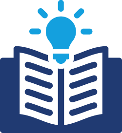 open book and light bulb icon
