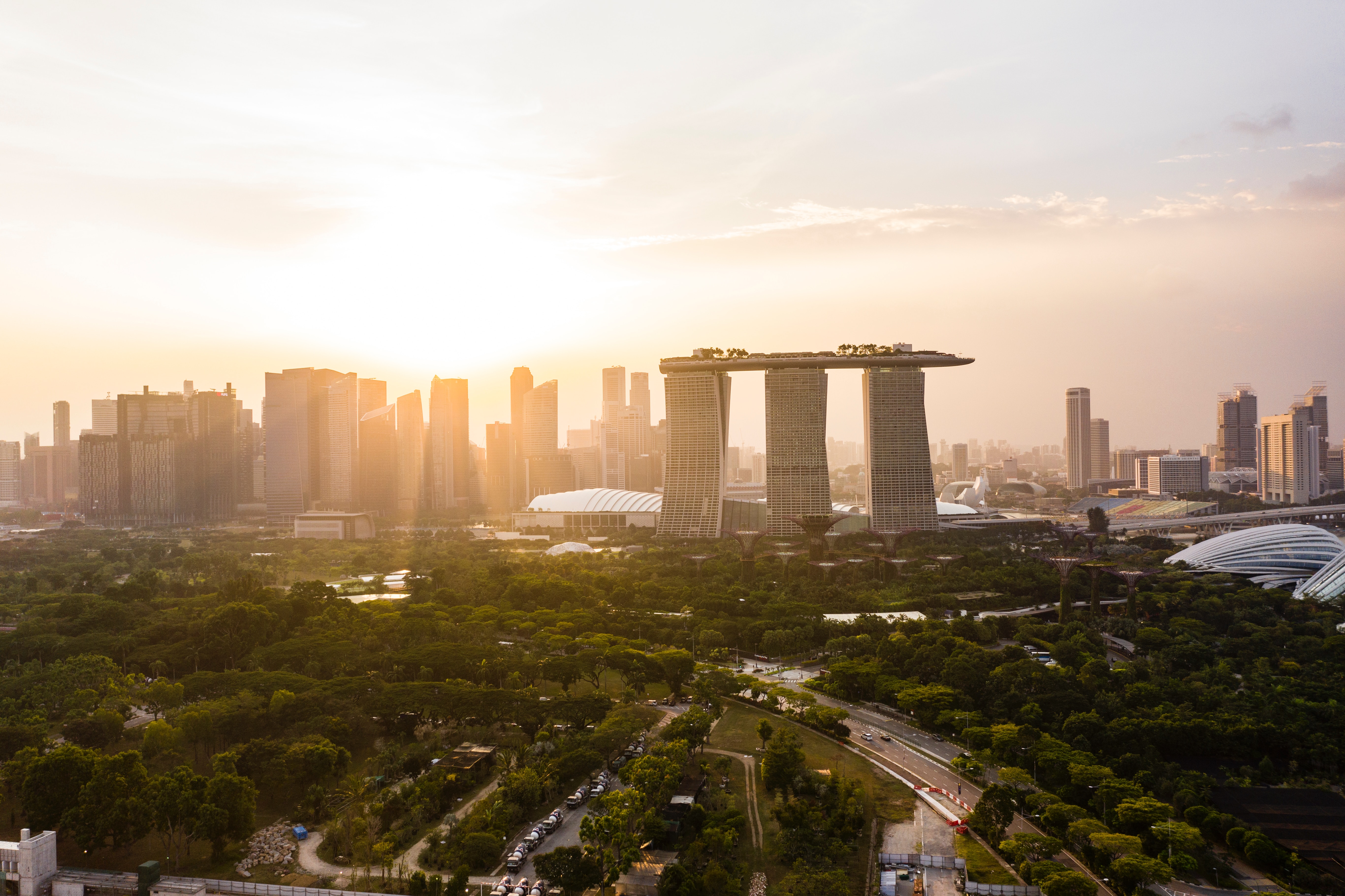Singapore has distinctive architecture that highlights its green technology