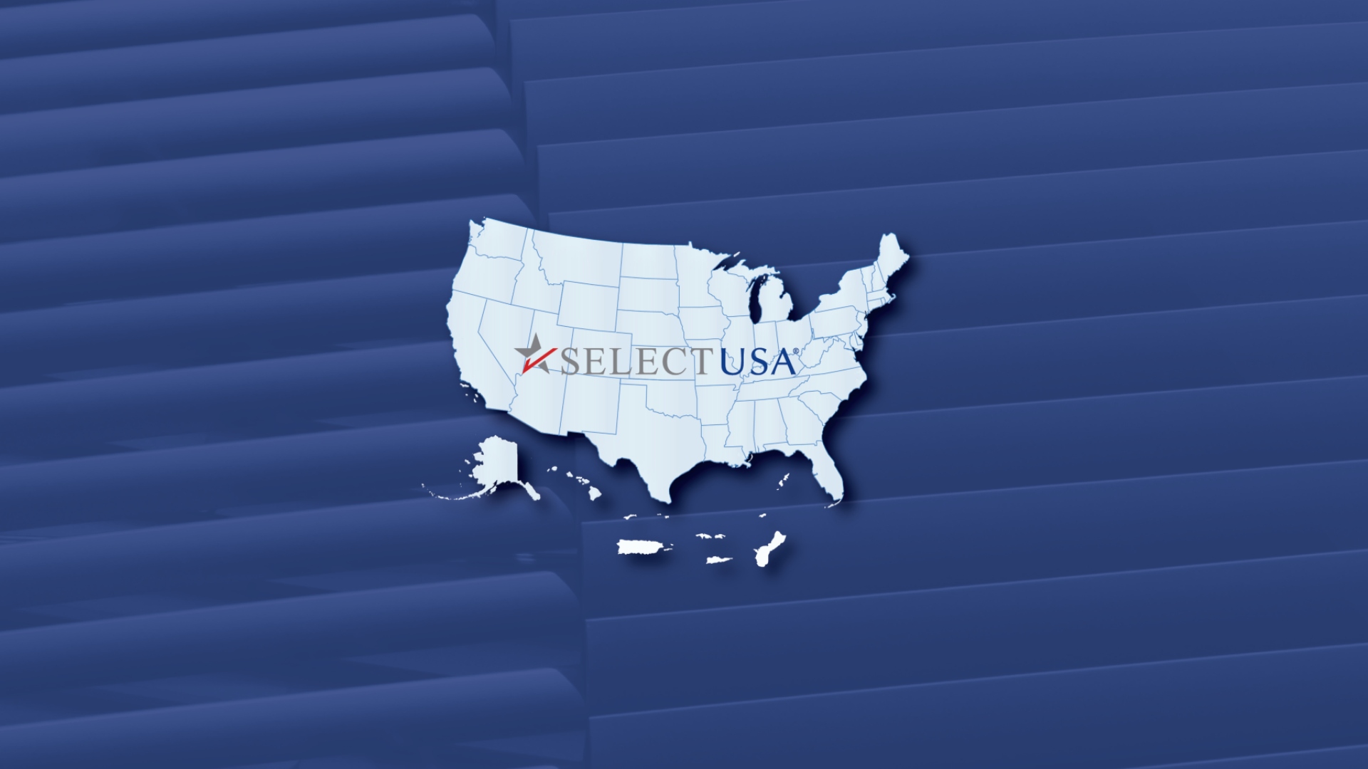 Image of the United States with the SelectUSA logo in the center