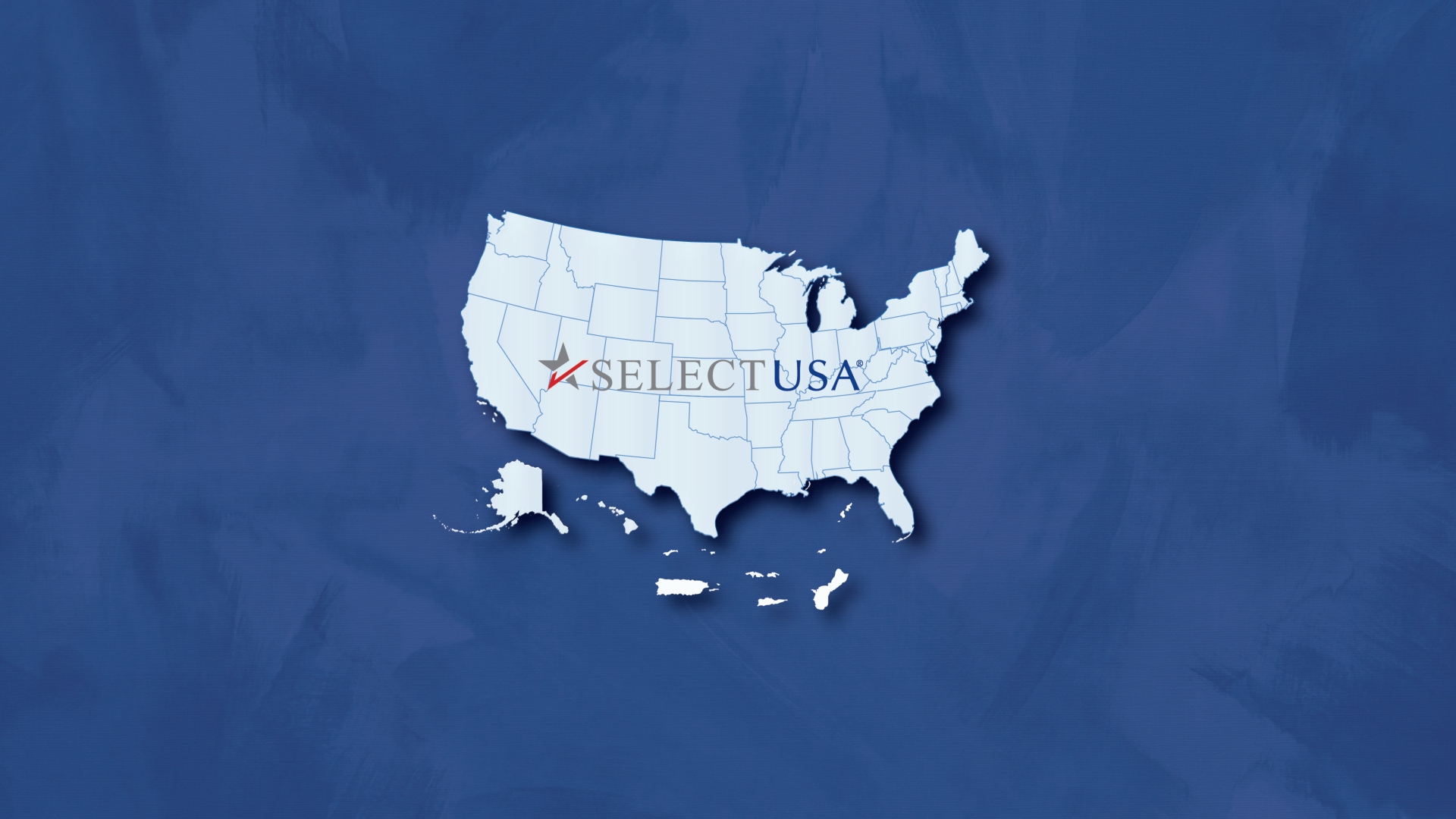 Image of the United States with the SelectUSA logo in the center