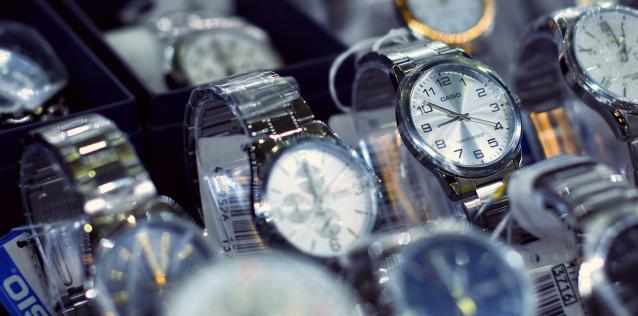 Close up on multiple watches