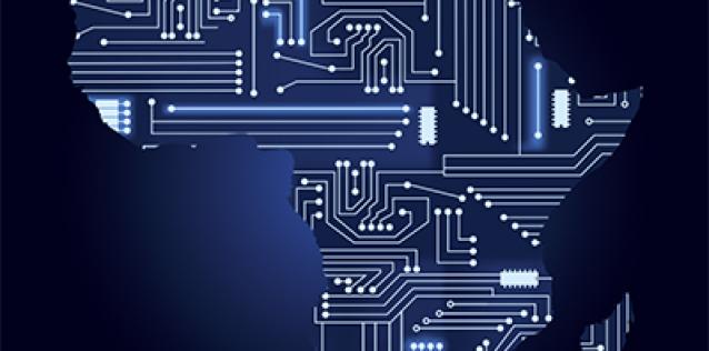 Image of Africa as a motherboard.