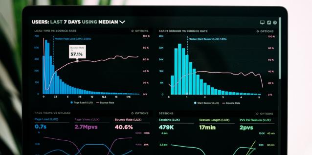EC card Laptop displaying graphs