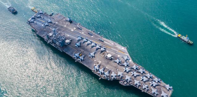 image of an aircraft carrier at sea