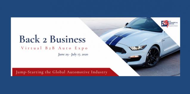 Back 2 business virutal b2b auto expo logo with image of car