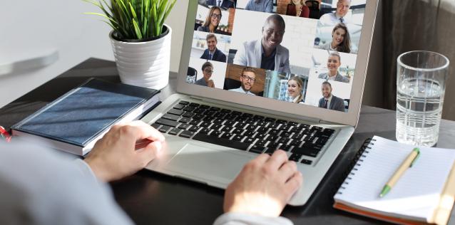 Person at Computer in Virtual Meeting