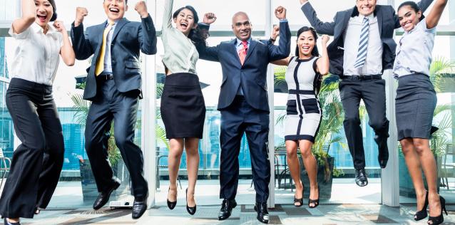 Business People Jumping With Excitement