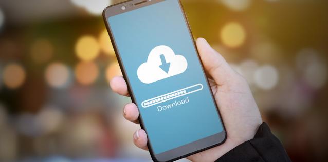 Mobile phone showing download icon