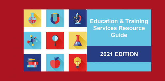 Education icons with text for the Education and Training Services Resource Guide