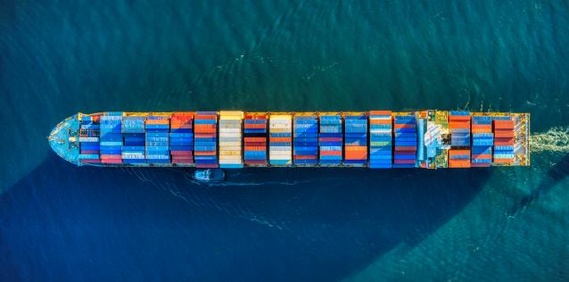 Ship with containers
