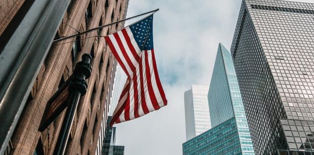 American Flag & Skyscrapers