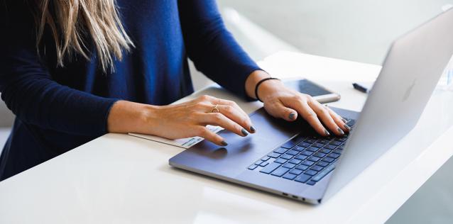 female working on laptop