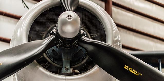 close up of airplane propeller
