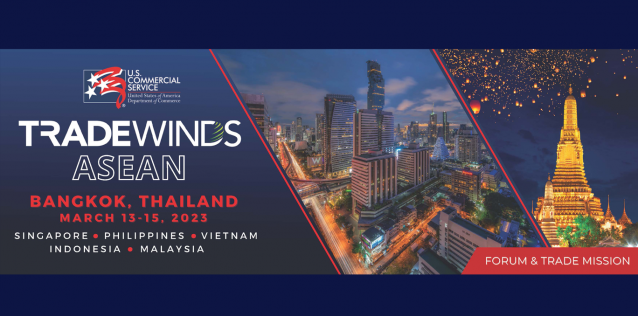 Trade Winds 2023 Banner with images of Bangkok