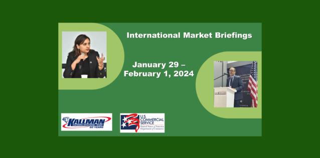 Green background with Arab Health Market Briefing Details
