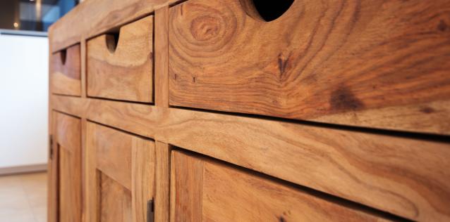 close up picture of a wooden dresser