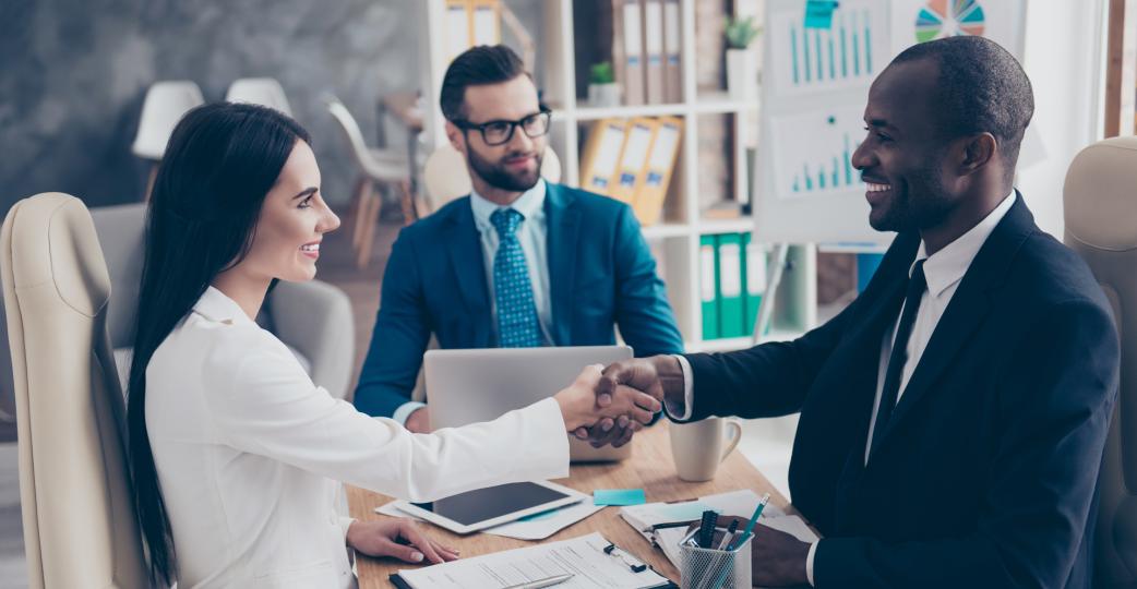 Partners making deal, shaking their hands Image