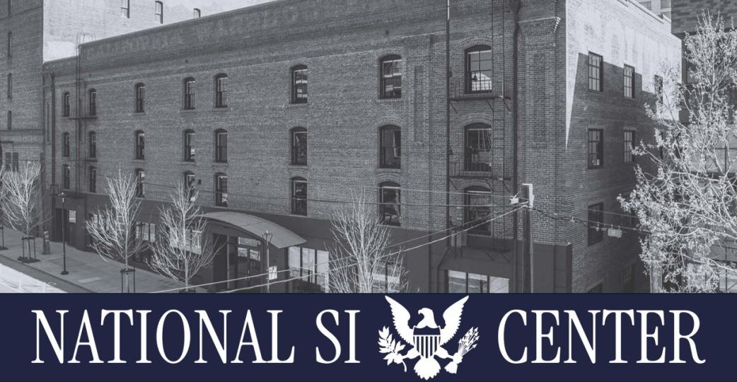 Graphic with the text "National SI Center" and a picture of the Center