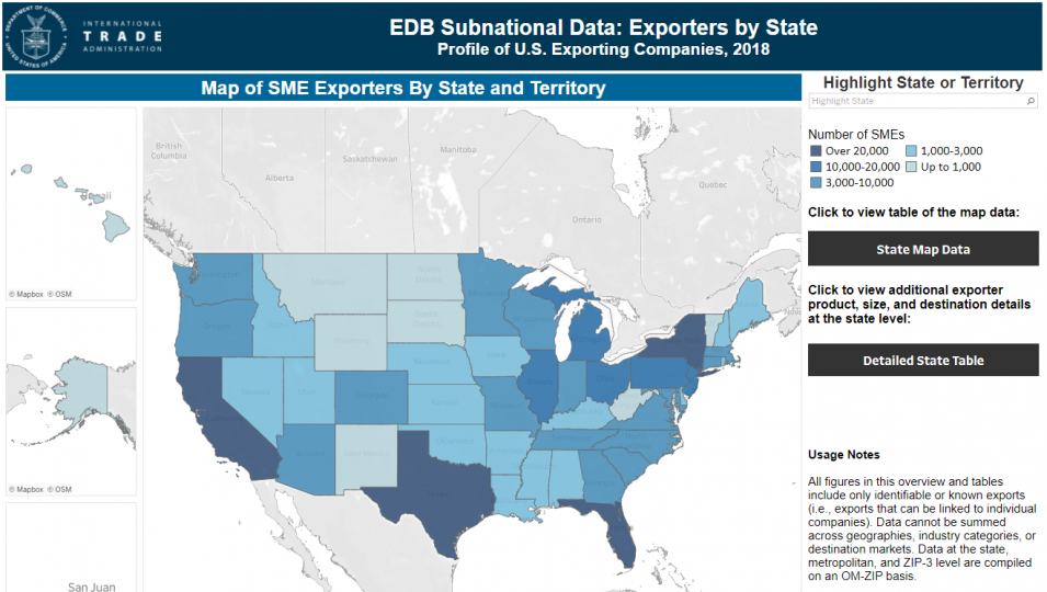 Image of the EDB Exporters by State table.