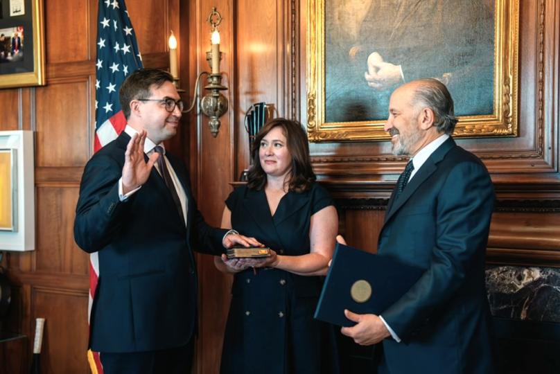 Photo of Steven Haines being sworn in