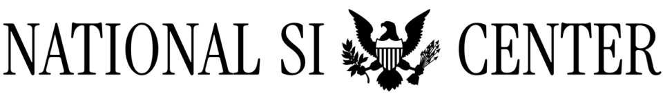 A graphic of black text that reads "National SI Center"