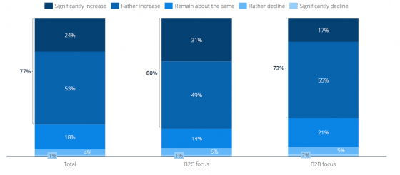 European B2B company revenue development optimistic about next 5 years