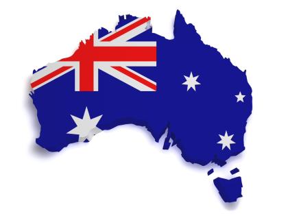 Outline of Australia with flag inside