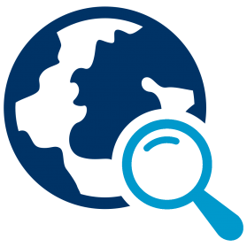 image of a globe with a magnifying glass